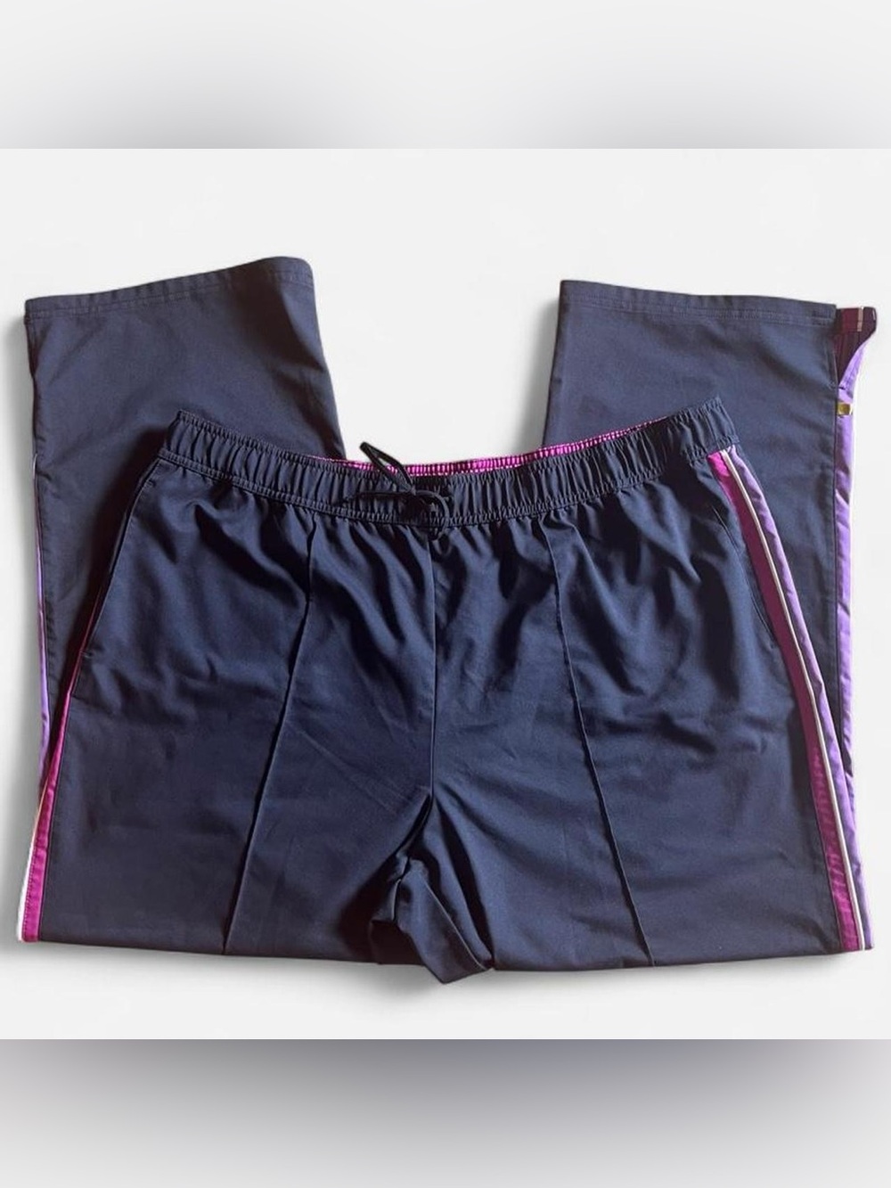 vintage navy blue trackpants with stripes